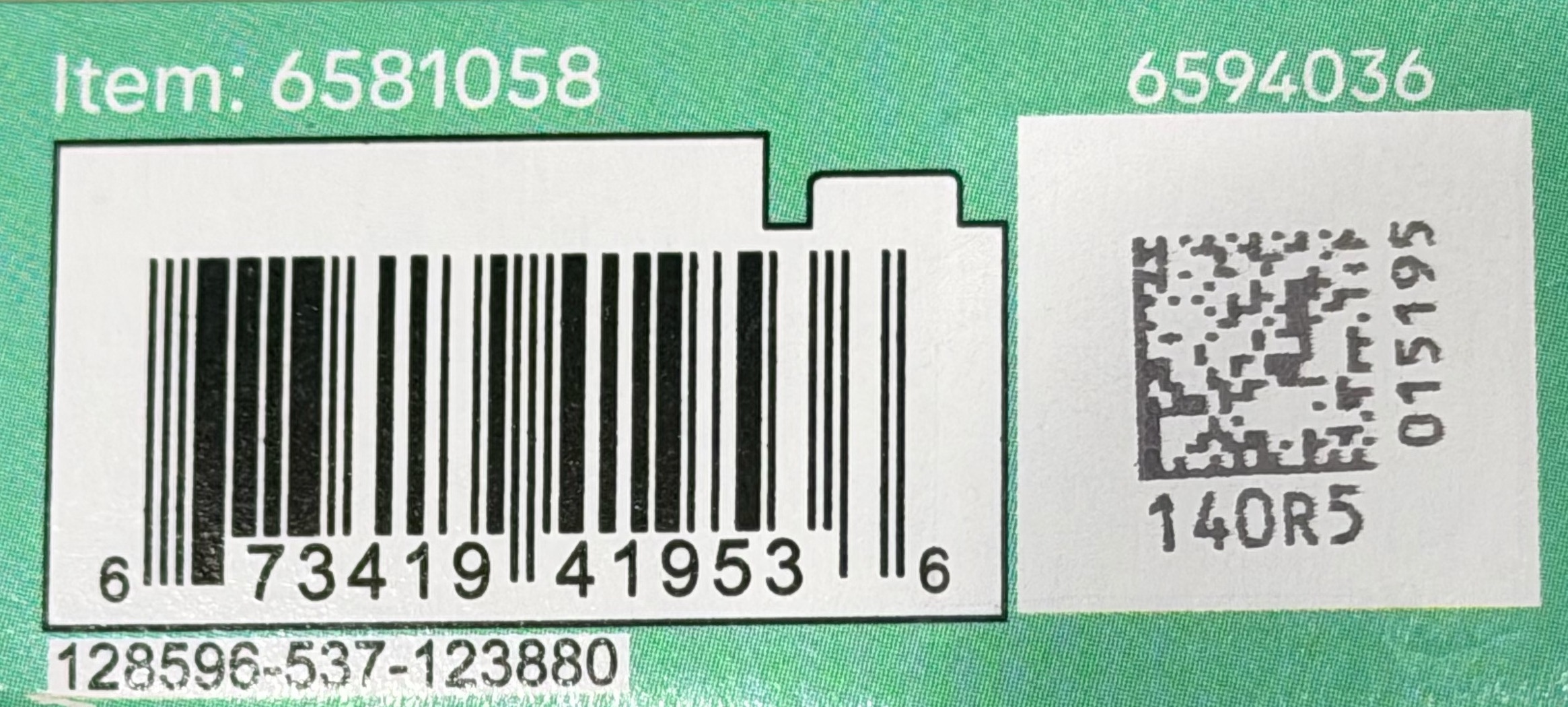 The codes Bob read off the box. These are what LEGO support asks for.