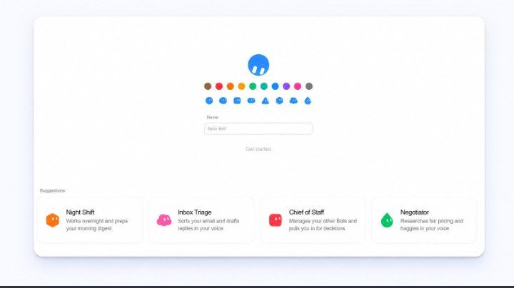 Creating a first Bot and choosing from focused job templates