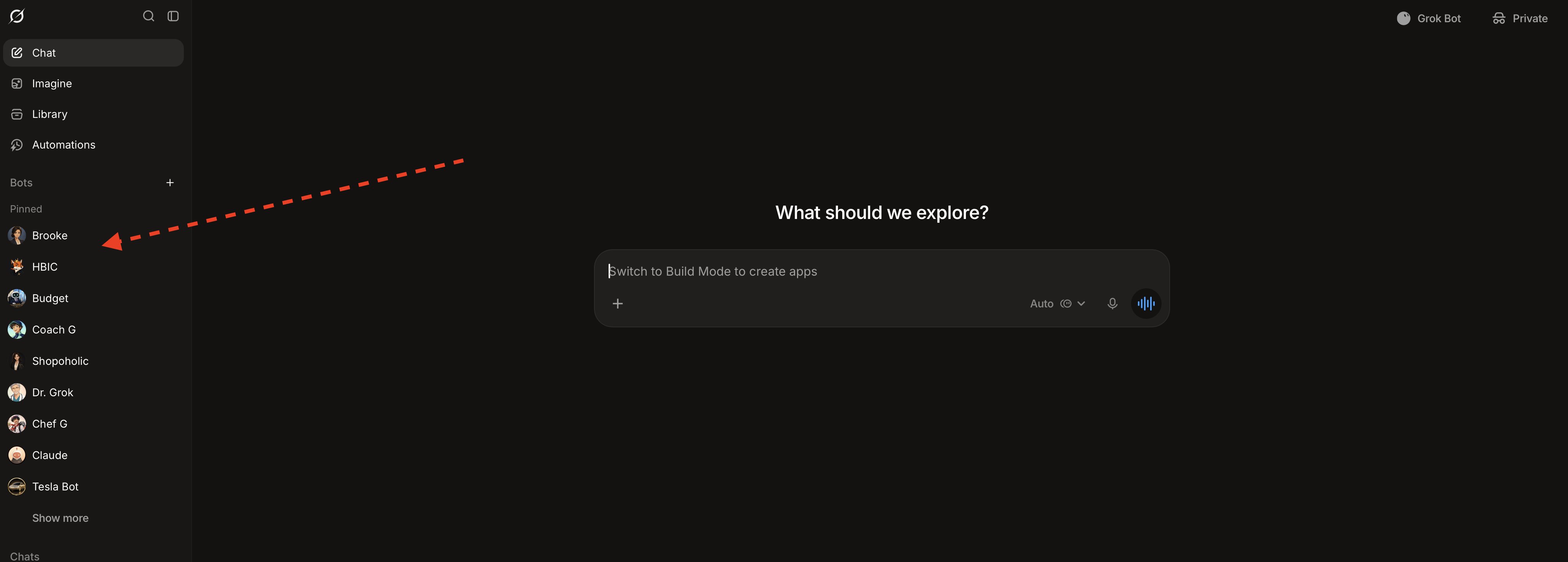 Screenshot from my Grok account on Grok.com