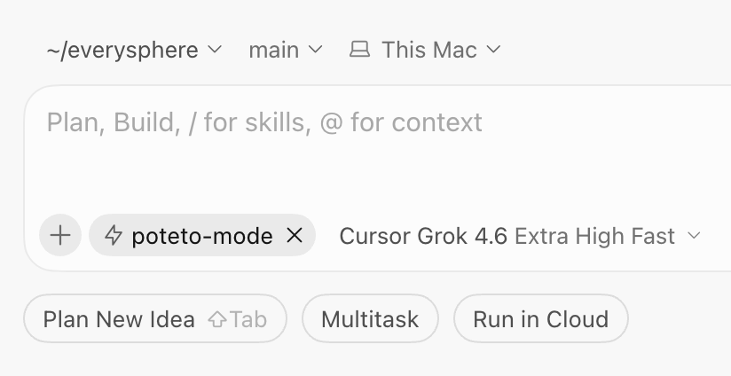 Type /poteto-mode and hit Opt + Enter to pin it as a Custom Mode