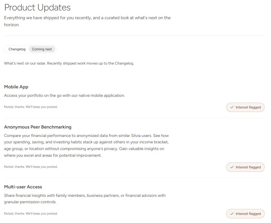 Silvia Product Roadmap (1/2)